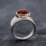 Pink Tourmaline Ring - Silver Chunky Ring - Wide Tourmaline Ring