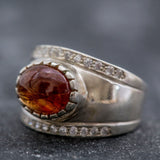 Pink Tourmaline Ring - Silver Chunky Ring - Wide Tourmaline Ring