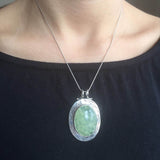 Prehnite Necklace - Large Prehnite Necklace - Green Statement Necklace