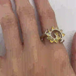 Flower Opal Ring styled on the index finger with natural bare nails, a striking sunburst design that highlights creative energy, meaningful as an October birthstone gift, suitable for casual meetups and festive celebrations.
