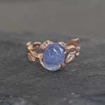 Tanzanite Ring, Rose Gold Ring, Natural Tanzanite, December Ring, Gold Leaf Ring, Gold Vintage Ring, Unique Stone Ring, Solid Silver Ring