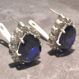 Gold Sapphire Earrings - Princess Diana Earrings - Blue Teardrop Earrings