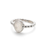 Rainbow Moonstone ring featuring a luminous cabochon for peaceful energy, supports intuition and spiritual growth, thoughtful gift for graduations or solstice rituals.