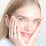 Real Dainty Emerald Ring set in Solid 18k Yellow Gold, with minimalist design, perfect as Engagement Ring or Wedding Ring, ideal gift for her