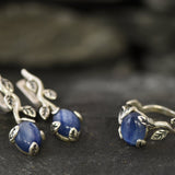 REAL Kyanite Ring - Blue Solitaire Ring - Leaf Branch Band