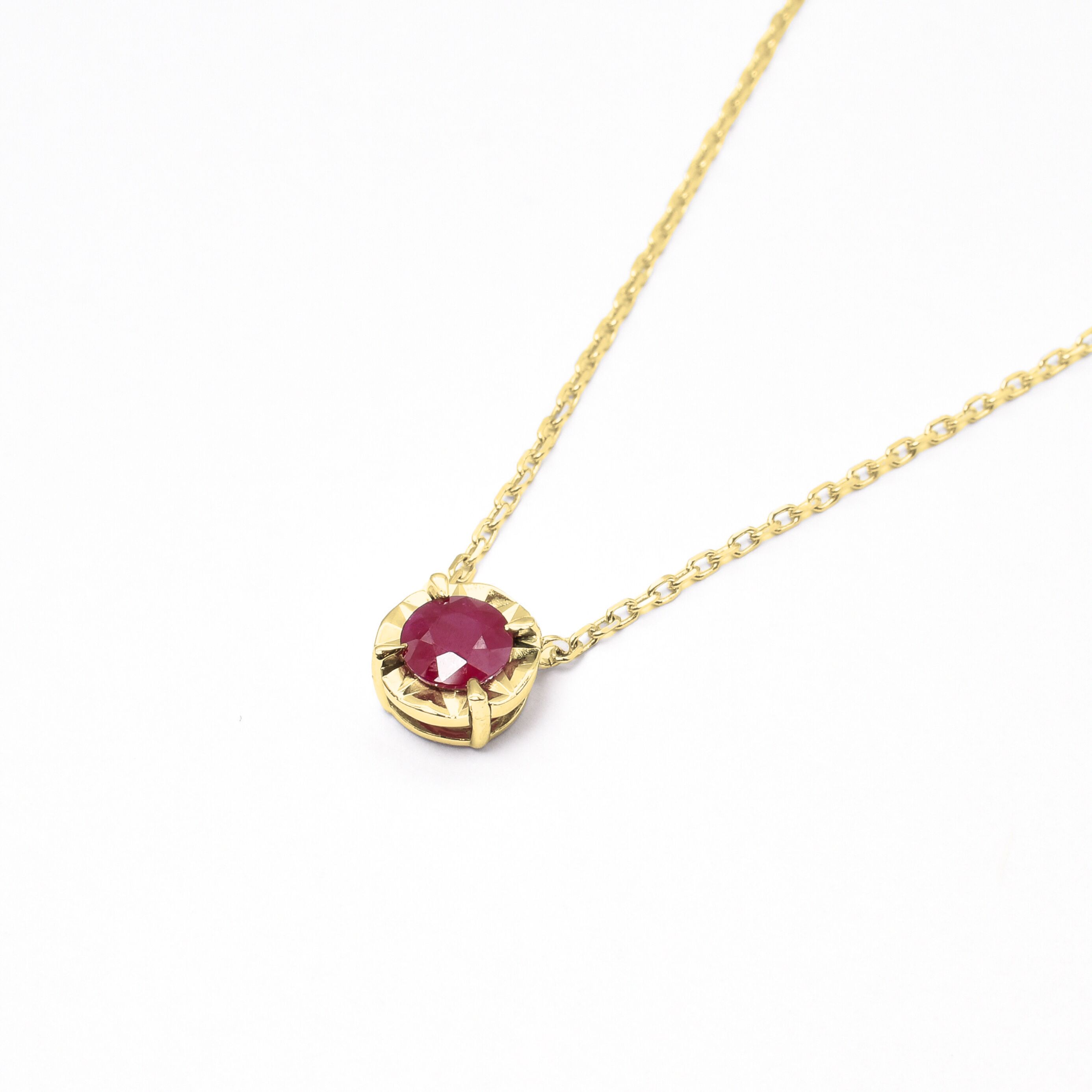 Genuine Ruby Necklace, Solid Gold Ruby Necklace, Natural Ruby Pendant