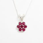 Natural Ruby Pendant made in 925 Sterling Silver with Round Natural Red Ruby in Cluster setting, July Birthstone gift idea, symbolizes nobility, purity, and passion, ideal for everyday wear and perfect for birthday gifting and special occasions.