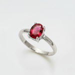 Created Ruby Ring made in 925 Sterling Silver with Oval Created Red Ruby in Prong setting, July Birthstone gift idea, symbolizes nobility, purity, and passion, ideal for everyday wear and perfect for birthday gifting and special occasions.