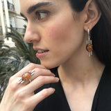 Amber Ring, Natural Amber, Nordic Ring, Genuine Amber, Brown Boho Ring, Statement Ring, Brown Vintage Ring, Viking Ring, Solid Silver Ring