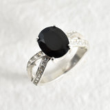 Gold Onyx Ring - Black Oval Ring - Split Shank Ring