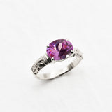 Gold Amethyst Ring - Purple Oval Ring - Vintage Boho Ring