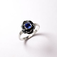 2316-R-cTAN: Sterling Silver 925 Created Tanzanite 5mm