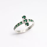 Emerald Cross Ring - Dainty Emerald Ring - Vintage Eternity Band