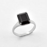 Square Onyx Ring - Black Square Ring - Natural Onyx Ring