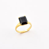 Square Onyx Ring - Black Square Ring - Natural Onyx Ring