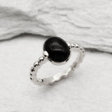 Gold Onyx Ring - Onyx Engagement Ring - Vintage Bubble Ring