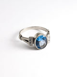 Gold Aquamarine Ring - Aqua Solitaire Ring - Vintage Gold Ring