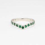 Emerald Eternity Ring - Green Wishbone Ring - Dainty Chevron Ring