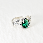 Stunning 925 Sterling Silver Emerald Ring featuring an oval created green emerald, a beautiful gift for May birthdays.