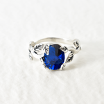 Created Sapphire Ring made in 925 Sterling Silver with Oval Created Blue Sapphire in Prong setting, September Birthstone gift idea, symbolizes sincerity, truth, and faithfulness, ideal for everyday wear and perfect for birthday gifting and special occasions.