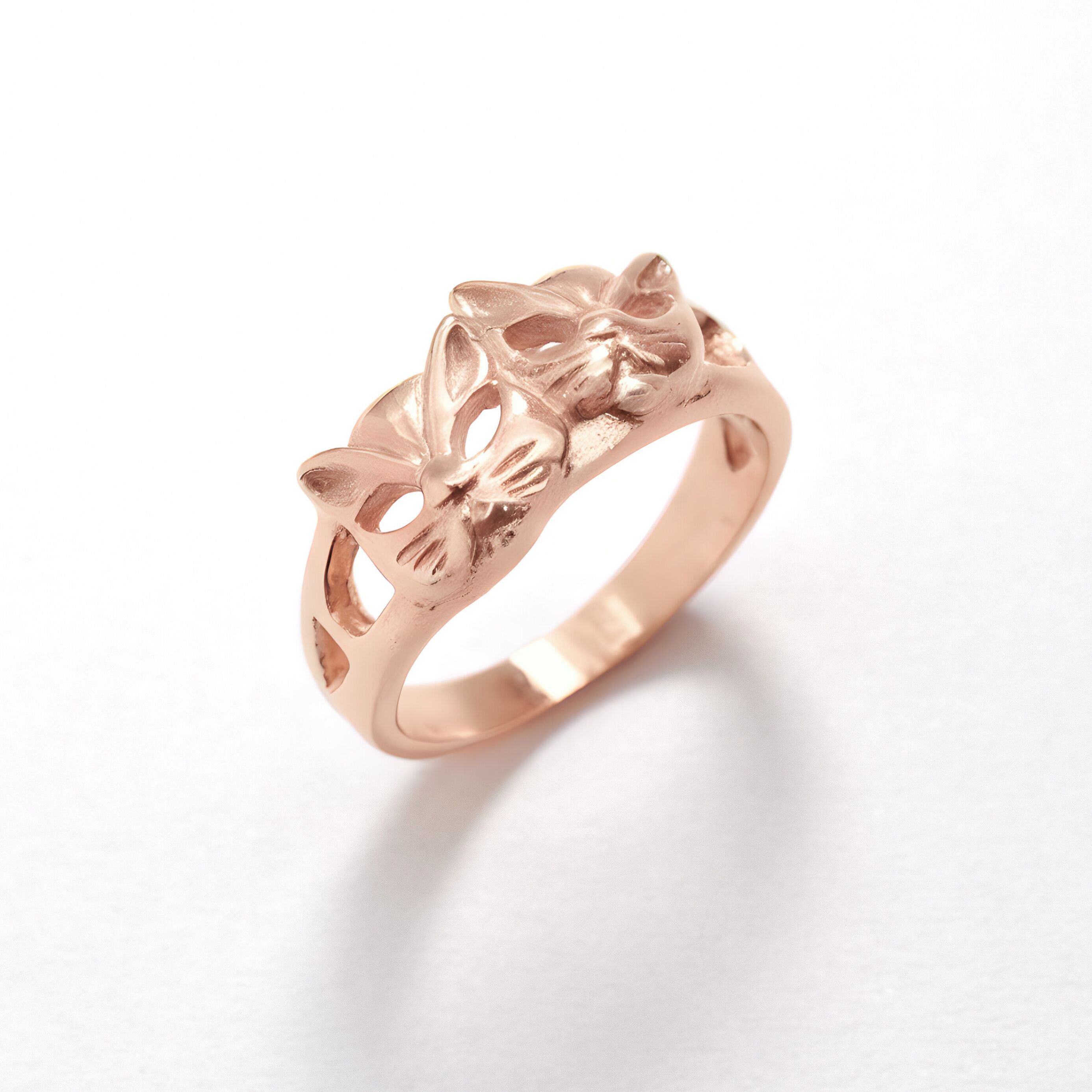 Gold Cat Ring, Cat Face Ring, Two Cats Ring, Cat Band, Kitty Ring, Cat Mask Ring, Kitten Ring, Animal Ring, Gold Plated Ring, Gold Vermeil