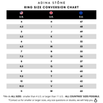 Comprehensive ring size chart for solid 925 sterling silver band rings in US and UK sizes.
