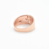 Rose gold plated ring over sterling silver, with cut out cross design. Christian ring ideal as everyday ring, or personalized gift.