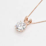 Rose Gold Diamond Necklace - Round Diamond Necklace - Sparkly Diamond Necklace