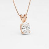 Rose Gold Diamond Pendant - Oval Diamond Necklace - Pink Diamond Necklace