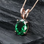 Stunning Rose Gold Vermeil Pendant featuring an Oval Created Green Emerald, perfect for daily wear and meaningful gifts.