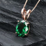 Stunning Rose Gold Vermeil Pendant featuring an Oval Created Green Emerald, perfect for daily wear and meaningful gifts.