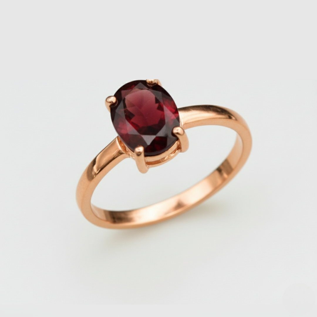 Rose Gold Garnet Ring - Dainty Garnet Ring - Pink Promise Ring made in Rose Gold Vermeil. Ideal for everyday wear and perfect for birthday gifting and special occasions.