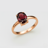 Rose Gold Garnet Ring - Dainty Garnet Ring - Pink Promise Ring made in Rose Gold Vermeil. Ideal for everyday wear and perfect for birthday gifting and special occasions.