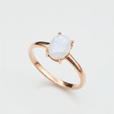 Rose Gold Moonstone Ring - Rainbow Moonstone Ring - Pink Oval Ring made in Rose Gold Vermeil. Ideal for everyday wear and perfect for birthday gifting and special occasions.