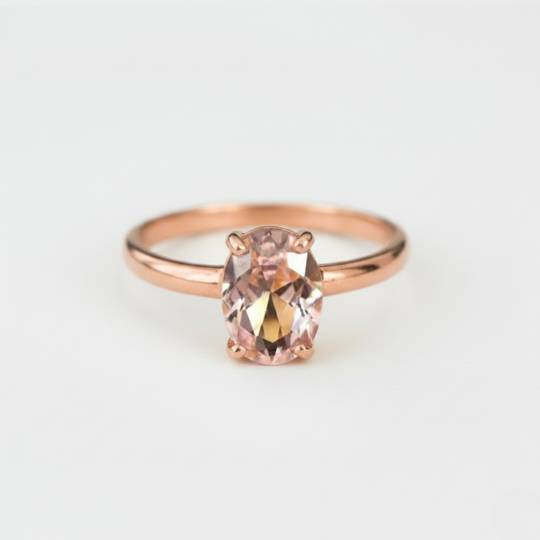 Rose Gold Morganite Ring - Pink Oval Ring - Dainty Morganite Ring made in Rose Gold Vermeil. Ideal for everyday wear and perfect for birthday gifting and special occasions.