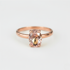 Rose Gold Morganite Ring - Pink Oval Ring - Dainty Morganite Ring made in Rose Gold Vermeil. Ideal for everyday wear and perfect for birthday gifting and special occasions.