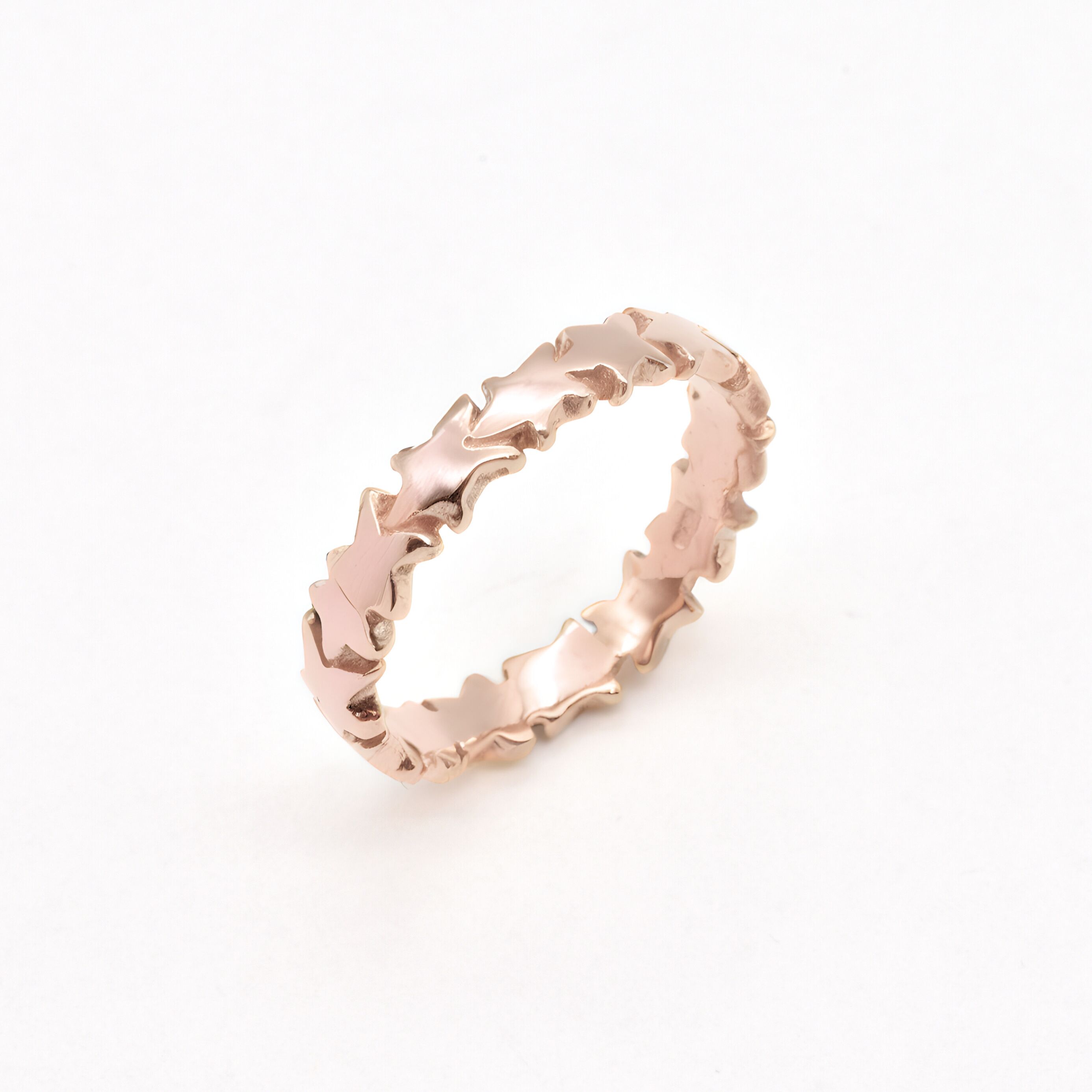 Gold Star Ring, Rose Gold Stacking Ring, Star Eternity Band