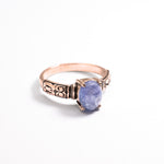 Rose Gold Tribal Ring, Natural Tanzanite Ring, Vintage Purple Ring