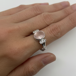 Elegant Rose Quartz Ring - Stylish Pink Oval Design in 925 Sterling Silver. Perfect for daily wear and special celebrations.