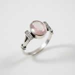 Rose Quartz Ring - Pink Oval Ring - Classy Bezel Ring made in 925 Sterling Silver. Ideal for everyday wear and perfect for birthday gifting and special occasions.