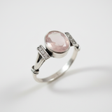 Rose Quartz Ring - Pink Oval Ring - Classy Bezel Ring made in 925 Sterling Silver. Ideal for everyday wear and perfect for birthday gifting and special occasions.
