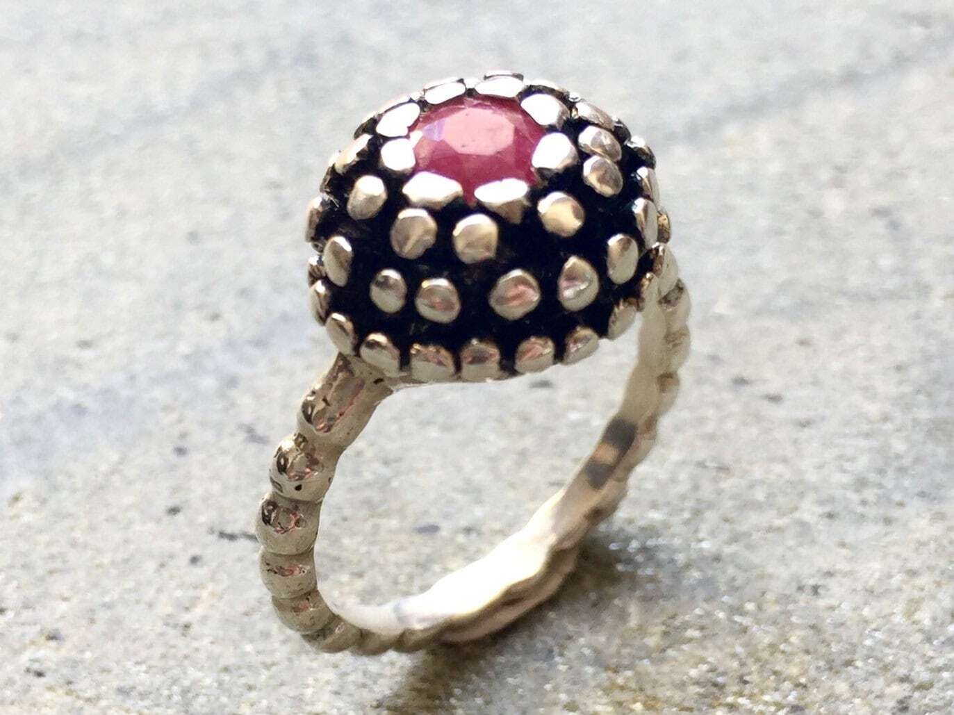 Natural Ruby Ring made in 925 Sterling Silver with Round Natural Red Ruby in Prong setting, July Birthstone gift idea, symbolizes nobility, purity, and passion, ideal for everyday wear and perfect for birthday gifting and special occasions.
