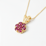 Beautiful 18k Gold Vermeil Ruby Pendant with a vibrant cluster of natural red rubies, a meaningful July birthstone gift.