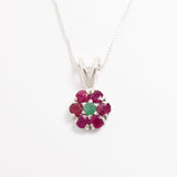 Natural Ruby Pendant made in 925 Sterling Silver with Round Natural Red Ruby in Cluster setting, July Birthstone gift idea, symbolizes nobility, purity, and passion, ideal for everyday wear and perfect for birthday gifting and special occasions.