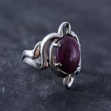 Stylish 925 Sterling Silver Ring with a stunning Oval Natural Ruby, a meaningful gift for July birthdays and everyday elegance.