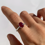 Elegant Natural Ruby Ring in 925 Sterling Silver, featuring a stunning oval red ruby, perfect for birthdays and special occasions.