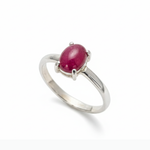 Natural Ruby Ring made in 925 Sterling Silver with Oval Natural Red Ruby in Prong setting, July Birthstone gift idea, symbolizes nobility, purity, and passion, ideal for everyday wear and perfect for birthday gifting and special occasions.