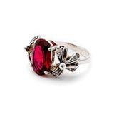 Beautiful 925 Sterling Silver Ring showcasing an Oval Created Ruby, perfect for July birthdays and special celebrations.
