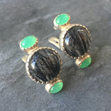 Large Black Earrings - Quartz Earrings - Vintage Drop Earrings