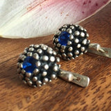 Created Sapphire Earrings made in 925 Sterling Silver with Round Created Blue Sapphire in Prong setting, September Birthstone gift idea, symbolizes sincerity, truth, and faithfulness, ideal for everyday wear and perfect for birthday gifting and special occasions.